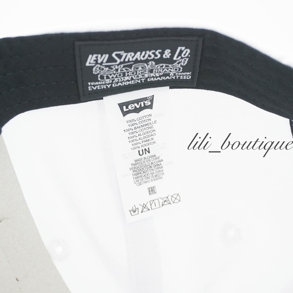 Levi's Unisex Snapback Baseball Cap Hat Cotton One Size 380210138 Graphic White - Picture 6 of 6